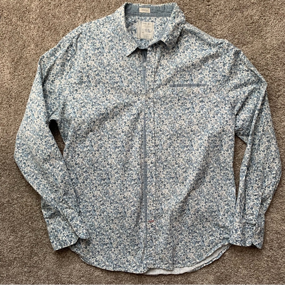 Colours Alexander Julian Men’s Blue White Floral Long Sleeve Button-Down Size XL